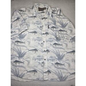Clearwater Outfitters Shirt Mens XXL Fish Print Button Down Hawaiian Fishing